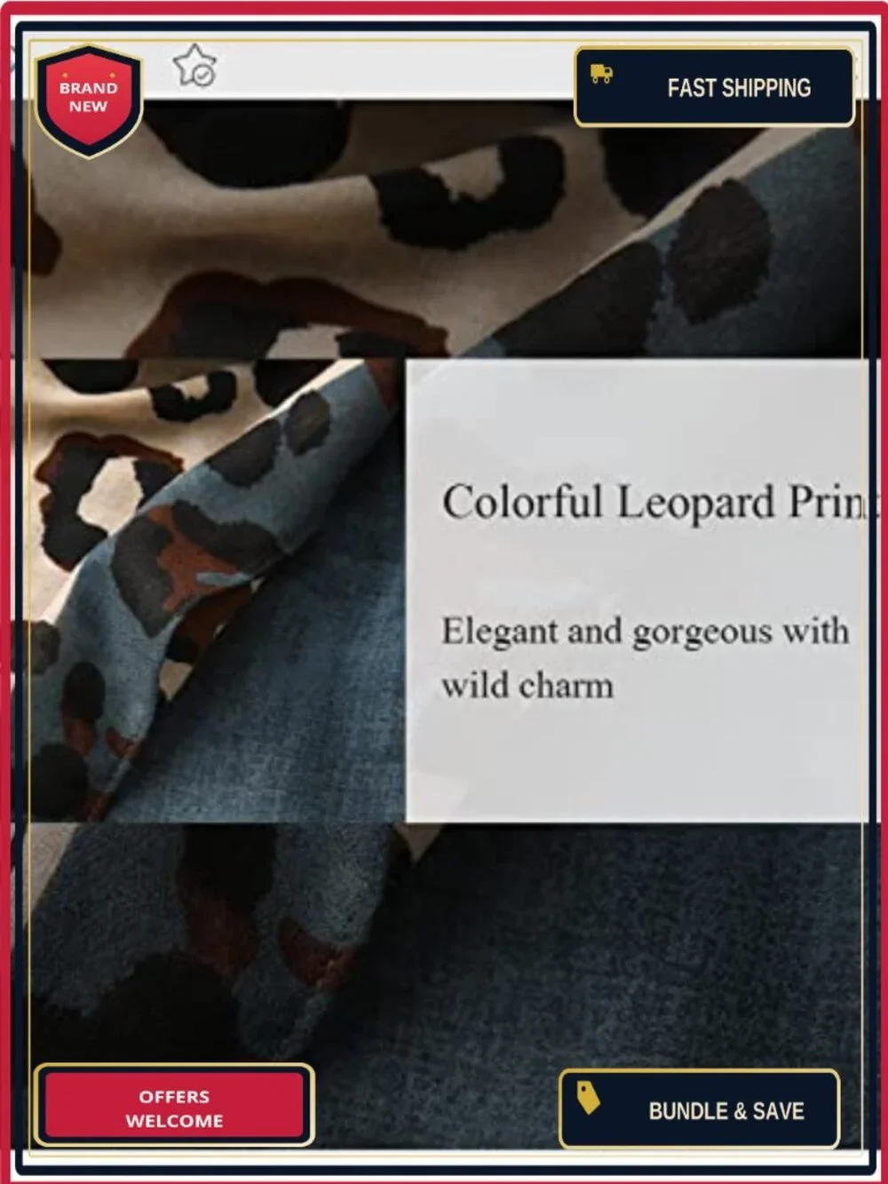 Leopard Print Cotton Linen Texture Scarf with Tassels Lightweight Shawl Stole